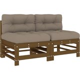 Maison Chic Sredinski kavč - Sofa - Kanape z blazinami 2 kosa medeno rjav trdna borovina, (21727799) | Shoptok.si
