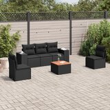 vidaXL 6-dijelni set vrtnih sofa s jastucima crni od poliratana | shoptok.hr