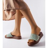Gemre Green perforated mules with rhinestones Irvine | shoptok.hr