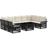  Sjedeća garnitura za vrt 10 kom. Crna i krem-bijela poliratan 100 x 55 x 73 cm | Shoptok.si