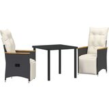  Set od 3 dijela vrtne blagovaonske stolice s jastučićima crni poli ratan | shoptok.hr