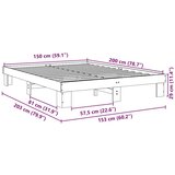  Okvir kreveta bez madraca 150x200 cm puno drvo hrast | shoptok.hr