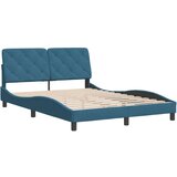  The Living Store Posteljni okvir z vzglavjem moder 140x190 cm žamet - Posteljni Okvir, (21490438) | Shoptok.si