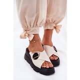 ARTIKER Elegant Ladies Leather Slippers On Wedge With Decoration Beige Cijene