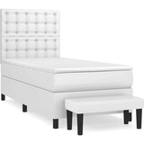  Box spring postelja z vzmetnico bel 100x200 cm umetno usnje, (20790203) | Shoptok.si