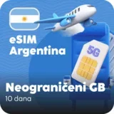 Argentina eSIM kartica - Neograničena količina prepaid mobilnih podataka za 10 dana