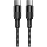 Ksix kabel USB-C na USB-C, 60W, pleteni, aluminijska legura, 1 m, crni | shoptok.hr
