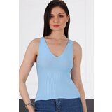 Dewberry Z2009 WOMEN'S CROOP BLOUSE-BLUE Cijene