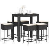  7-dijelni vrtni barski set od poliratana s jastucima crni Crna 100 x 60.5 x 110.5 cm Cene