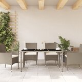  Vrtni stol sa staklenom pločom sivi 150x90x75 cm od poliratana | Eponuda.com