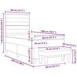  s opruga kutije s jastukom Crna 80 x 200 cm tkanina | shoptok.hr