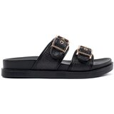 GOODIN Black flat flip-flops with buckles | Shoptok.si