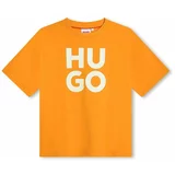 Hugo Otroška bombažna kratka majica oranžna barva