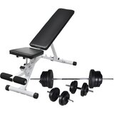 vidaXL vadbena klop s kompletom uteži in palic 60,5 kg Cene