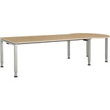 mauser Pravokotna miza, ŠxG 2000 x 900 mm, podnožje v obliki črke C na desni strani, plošča imitacija javorja, ogrodje aluminijasto srebrne barve | Shoptok.si