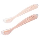 Béaba® set 2 ergonomskih silikonskih žličk 1st stage grey/pink (4+ m) Cene