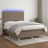  Krevet box spring s madracem LED smeđesivi 140x190 cm tkanina Cijene