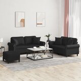  3-dijelni set sofa s jastucima crna od umjetne kože | Eponuda.com