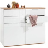 CARRYHOME komoda, hrast artisan, bela, visoki sijaj | Shoptok.si