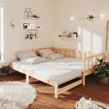 vidaXL Izvlečna dnevna postelja 90x200 cm trdna borovina Cene