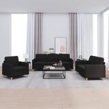  3-dijelni set sofa s jastucima crni od tkanine | shoptok.hr