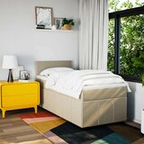 vidaXL Box spring postelja z vzmetnico krem 90x190 cm blago, (21310588) | Shoptok.si