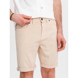 Ombre Men's denim classic shorts with rolled up leg - cream | shoptok.hr