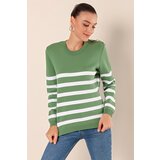 Bigdart 15820 Button Detail Striped Sweater - Çağla Cene