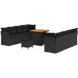 vidaXL 11-delni set za vrt z blazinami črni poli ratan akacija, 3-delni set za vrt z blazinami črni poli ratan akacija | Shoptok.si