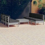 vidaXL 7-dijelna vrtna garnitura od borovine s antracit jastucima | shoptok.hr