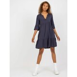 Fashion Hunters Dark blue dress with a frill and 3/4 SUBLEVEL sleeves Cene