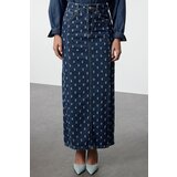 Trendyol Limited Edition Blue Textured Fabric Maxi Denim Skirt