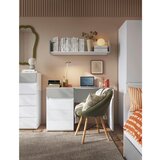 Premium Living Pisalna Miza Flexi, Bela, Siva Visok Sijaj | Shoptok.si