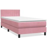 Box Spring krevet s madracem i LED ružičasti 90x220 cm baršunasti | shoptok.hr