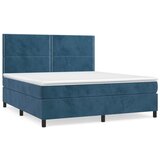 vidaXL Box spring postelja z vzmetnico temno modra 160x200 cm žamet, (20900605) Cene