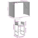  5-dijelni vrtni barski set s jastucima crni poliratana bagrem Crna 145 cm | shoptok.hr