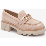 Resti Eco-suede moccasins with gold decoration in beige Zaffix- Footwear | Shoptok.si