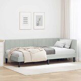 vidaXL Kotna postelja z vzglavjem Svetlo siva 90 x 190 cm Žamet | Shoptok.si