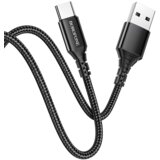 Borofone podatkovni kabel X54 Type C na USB 1m 2,4A črn pleten | Shoptok.si