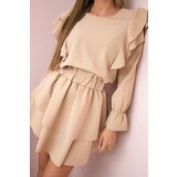 Kesi Beige dress with vertical ruffles | shoptok.hr