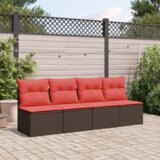  Vrtna sofa s jastucima za 4 osobe, smeđa, poliratan | shoptok.hr