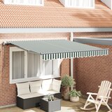 vidaXL Avtomatska retraktibilna tenda Zelena in bela 350x250 cm, Tenda nadomestnega blaga za okvir 3.5x2.5 m Zelena in bela Cene