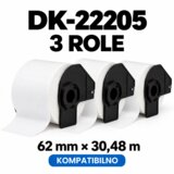  Komplet 3 rol kompatibilnih etiket Brother DK-22205, 62 mm × 30,48 m | Shoptok.si
