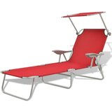 Maison Chic Ležalnik - Sončna ležalnik s streho jeklen rdeč, (22043314) | Shoptok.si