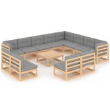 The Living Store Vrtna sedežna garnitura 13-delna z blazinami trdna borovina - Vrtna Sedežna Garnitura, (21481530) | Shoptok.si