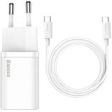 Baseus zidni punjač tip C Super Si PD 25W + kabel tip C na tip C bijeli TZCCSUP-L02 | shoptok.hr