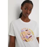 Roxy Bombažna kratka majica ženski, bela barva