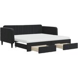  Dnevni krevet na razvlačenje s ladicama crni 90 x 190 cm baršun | shoptok.hr