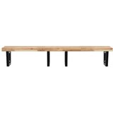  Zidna polica za umivaonik od čelika i masivnog bagremovog drva Smeđa 140 x 50 x 4 cm | Shoptok.si