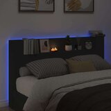 vidaXL Omarica za vzglavje postelje LED črna 180x16,5x103,5 cm | Shoptok.si